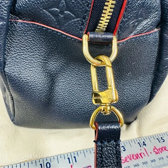 Louis Vuitton Ponthieu Handbag Monogram Empreinte Leather PM Blue Marine Rouge - Picture 8 of 16